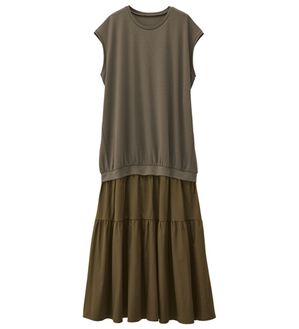 RANAN（ラナン）の「ティアードドッキングワンピ（ドッキングワンピース）」｜ブラウン系