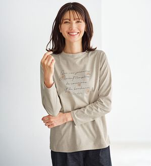 BELLUNA（ベルーナ）の「＜ＥＬＬＥ　Ａｃｔｉｖｅ＞綿タッチ裏起毛プルオーバー（カットソー）」｜トープ