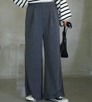 A HAPPY MARILYN（アハッピーマリリン）の「【Ｌ～８Ｌ】もわもわシャギーで下半身の冷え対策！選べる３丈 裏起毛 裏シャギー ワイドパンツ（ワイドパンツ・ガウチョ）」｜杢グレー