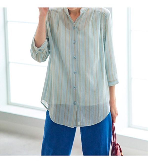 BELLUNA（ベルーナ）の「ストライプ柄スキッパーブラウス（ブラウス）」｜詳細画像