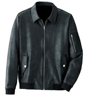 「＜コムルヴァン・オム＞フェイクレザージャケット（メンズジャケット）」｜ブラック