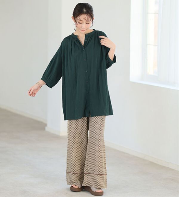 A HAPPY MARILYN（アハッピーマリリン）の「【Ｌ～６Ｌ】【風通るプレミアム】綿・楊柳七分袖はしごレースブラウス（ブラウス）」｜詳細画像