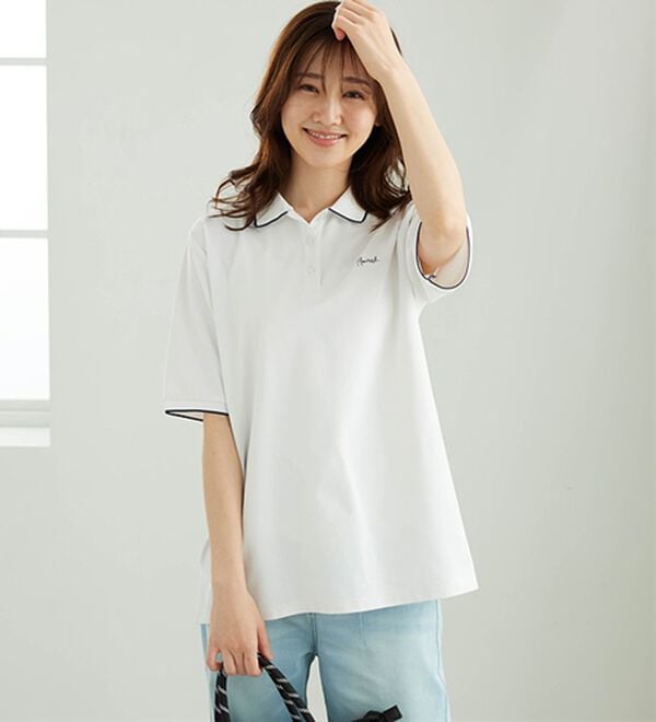 BELLUNA（ベルーナ）の「多機能付配色刺しゅうポロシャツ（カットソー）」｜詳細画像