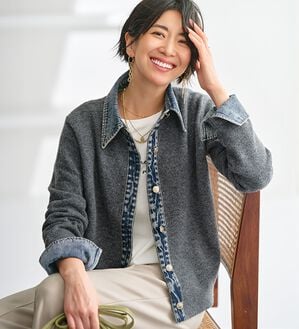 BELLUNA（ベルーナ）の「デニム&times;ニット切替ジャケット（その他ジャケット）」｜詳細画像