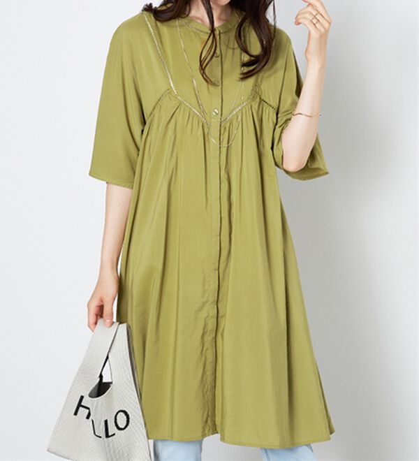 BELLUNA（ベルーナ）の「レース使いフレアーシルエットワンピース（チュニックワンピース）」｜詳細画像