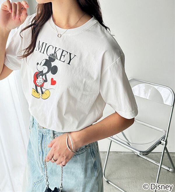 GeeRA（ジーラ）の「【Disney/ディズニー】別注/Mickey Mouse＆Minnie Mouse/ヴィンテージプリントTシャツ（カットソー）」｜詳細画像