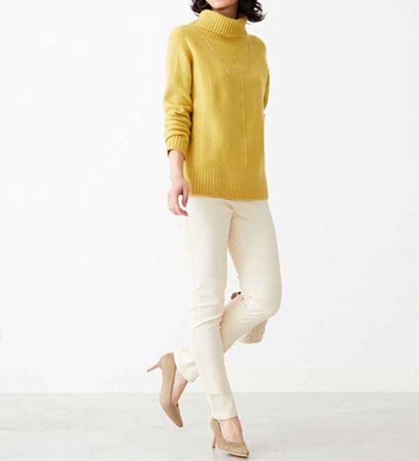 BELLUNA（ベルーナ）の「静電防止！蓄熱綿サテンストレッチカラーパンツスリム（フルレングスパンツ）」｜詳細画像