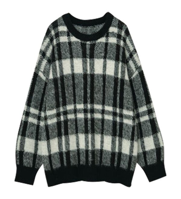 RANAN（ラナン）の「チェック柄ふんわり起毛ニット（チュニック）」｜詳細画像