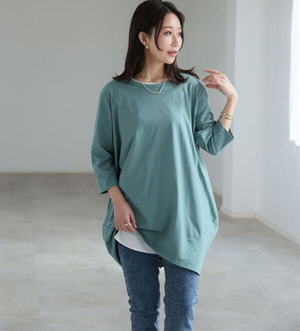 A HAPPY MARILYN（アハッピーマリリン）の「【Ｍ～８Ｌ】選べる袖！コク－ンシルエットチュニック（チュニック）」｜詳細画像