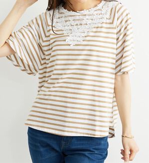 BELLUNA（ベルーナ）の「レース使いポンチョデザインプルオーバー（カットソー）」｜ベージュ系