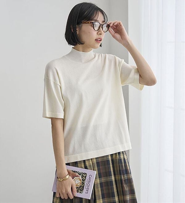 BELLUNA（ベルーナ）の「Ｔシャツが苦手な方に！ひんやり綿混ニットＴ【選べるデザイン】（ニット・セーター）」｜詳細画像