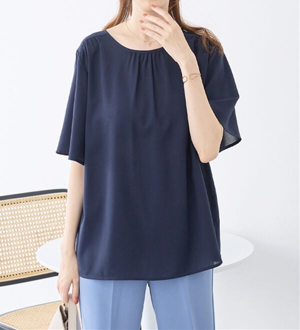 alotta（アロッタ）の「【接触冷感】ひんやり前後２ＷＡＹフレアー袖ブラウス（ブラウス）」｜詳細画像