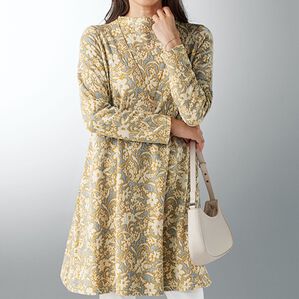 BELLUNA（ベルーナ）の「【日本製】フクレジャカード素材ボトルネックチュニック（チュニック）」｜アイボリー／杢グレー