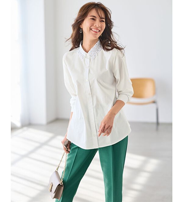 BELLUNA（ベルーナ）の「シャツコーデを更新！衿レースブラウス（ブラウス）」｜詳細画像
