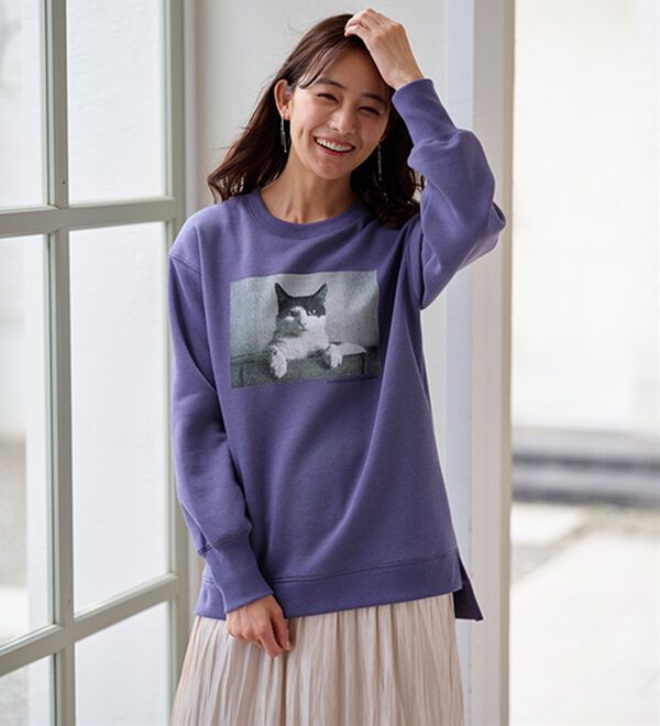 BELLUNA（ベルーナ）の「【毛玉になりにくい】あったかキレイ！大人のプリントトレーナー（トレーナー・スウェット）」｜詳細画像