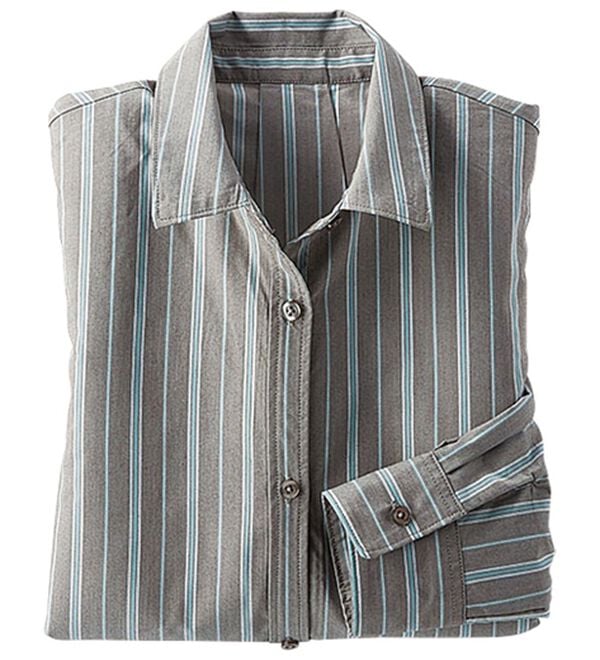 BELLUNA（ベルーナ）の「＜ＳＯＬＯＴＥＸ（Ｒ）＞ストレッチビッグシャツ（シャツ）」｜茶系ストライプ