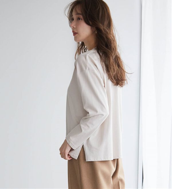 RANAN（ラナン）の「【選べる袖丈】＜BC＞綿100％プチハイネックＴシャツ（カットソー）」｜詳細画像