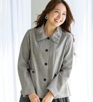 BELLUNA（ベルーナ）の「スカートコーデ用ストライプ柄ショート丈ブラウスジャケット（その他ジャケット）」｜詳細画像