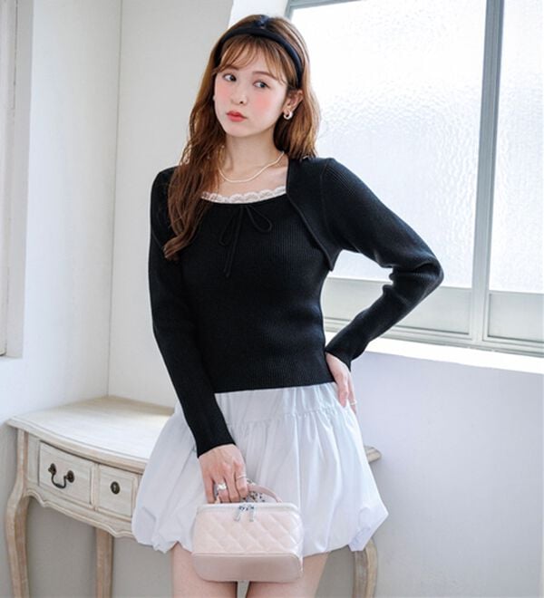 alotta（アロッタ）の「【Corie】ボレロレイヤード風ニットトップス（ニット・セーター）」｜詳細画像