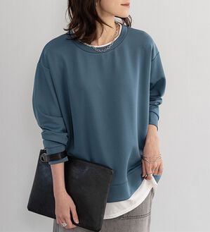BELLUNA（ベルーナ）の「重ね着風とろみ素材プルオーバー（カットソー）」｜ブルー