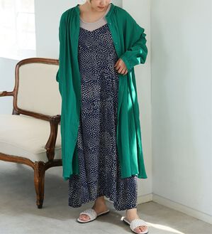 A HAPPY MARILYN（アハッピーマリリン）の「【Ｌ～６Ｌ】【風通るプレミアム】袖丈（七分・長袖）が選べる　綿１００％　楊柳　シャツチュニック（チュニック）」｜フォレストグリーン