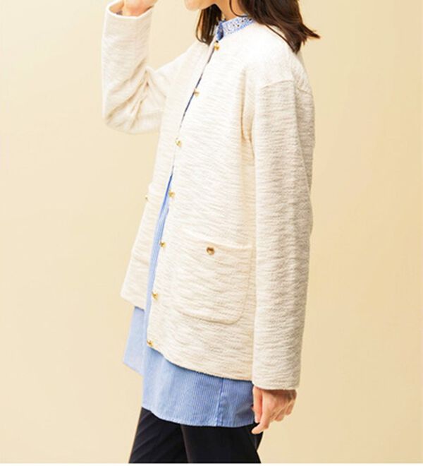 BELLUNA（ベルーナ）の「ラクなのにきちんと見え！カットツイード素材カーディガン（その他カーディガン）」｜詳細画像