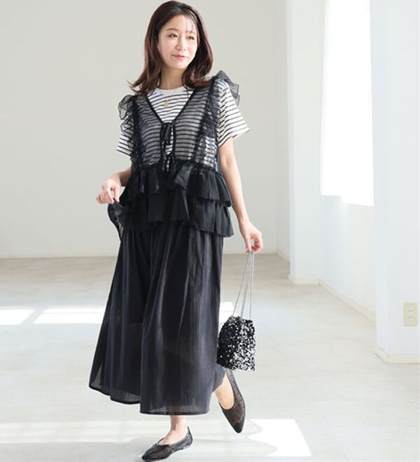 A HAPPY MARILYN（アハッピーマリリン）の「【Ｌ～６Ｌ】【２丈展開】【風通るプレミアム】綿・楊柳、ギャザーフレアスカンツ。（ワイドパンツ・ガウチョ）」｜詳細画像