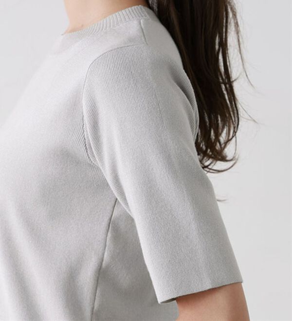 Pierrot（ピエロ）の「【洗濯機で洗える】多機能ニット５分袖トップス（ニット・セーター）」｜詳細画像