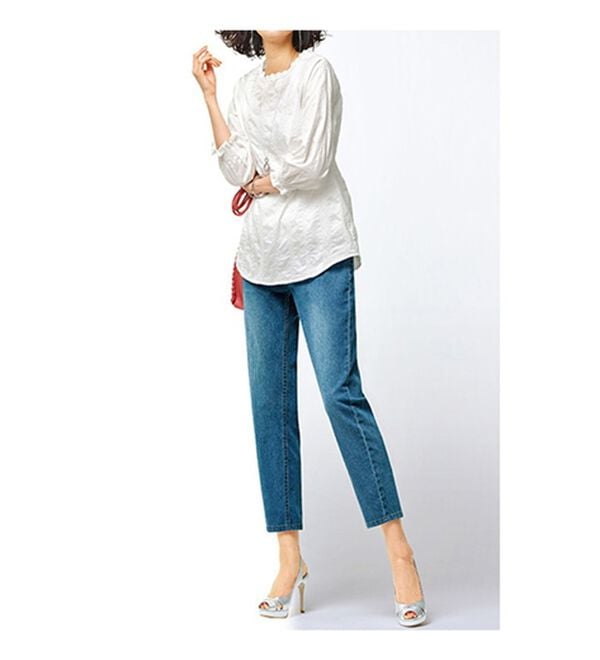 BELLUNA（ベルーナ）の「ヒンヤリ冷感ライトオンスジーンズ（フルレングスパンツ）」｜詳細画像