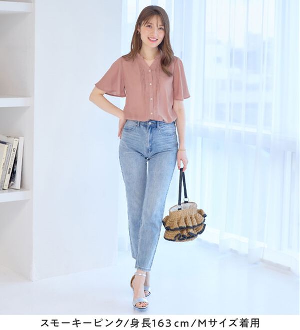 alotta（アロッタ）の「上品細見えピンタックブラウス（ブラウス）」｜詳細画像