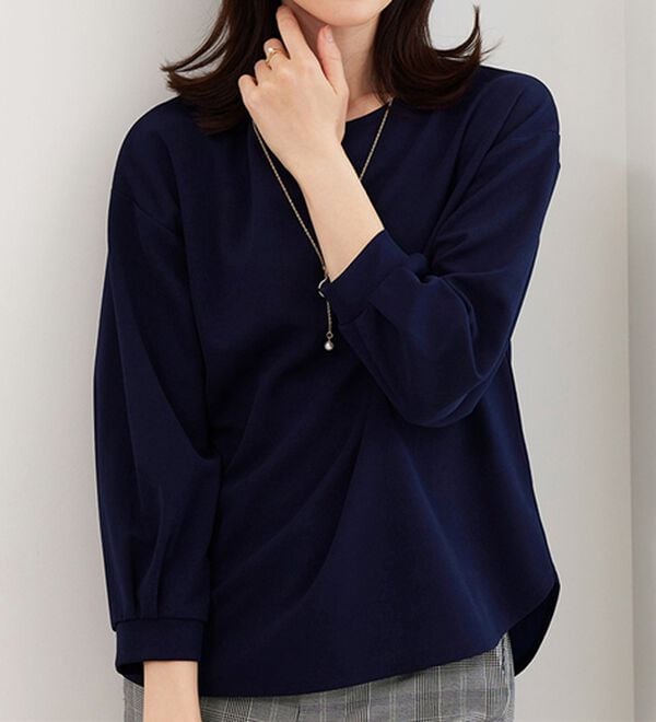 BELLUNA（ベルーナ）の「【2点セット】ジョーゼット素材ネックレス付ブラウス（ブラウス）」｜ネイビー