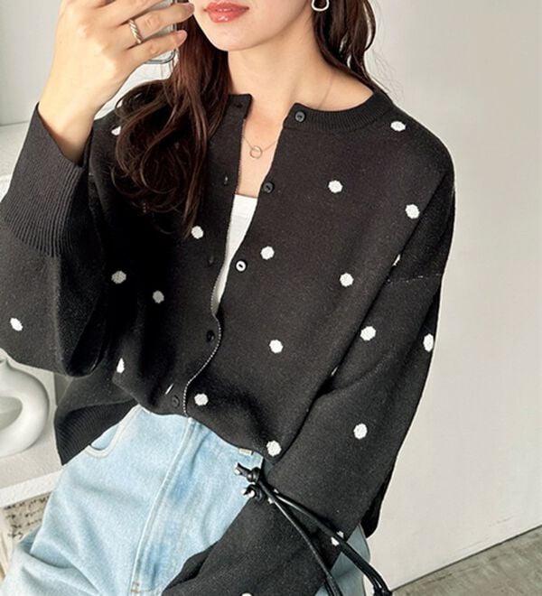 ドット柄カーディガン - ベルーナ【公式】