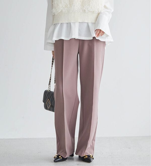 RANAN（ラナン）の「裏起毛美脚シルエットピンタックワイドパンツ（フルレングスパンツ）」｜詳細画像