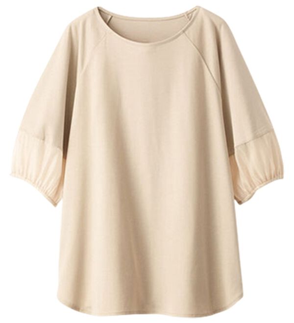 BELLUNA（ベルーナ）の「袖シアー切替デザインプルオーバー（カットソー）」｜トープ