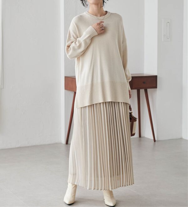 RANAN（ラナン）の「ワイドリブ使いカラーニットチュニック（ニット・セーター）」｜詳細画像