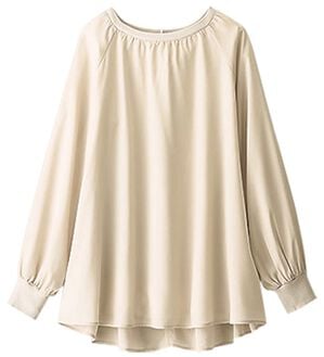 BELLUNA（ベルーナ）の「リブ切替デザインプリントブラウス（ブラウス）」｜トープ