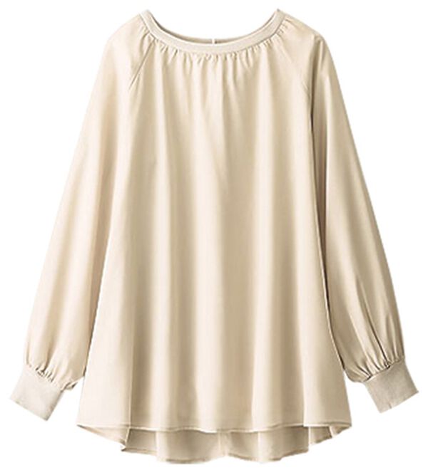 BELLUNA（ベルーナ）の「リブ切替デザインプリントブラウス（ブラウス）」｜トープ