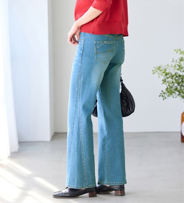 BELLUNA（ベルーナ）の「細見せ！セミフレアーデニムパンツ（フルレングスパンツ）」｜詳細画像