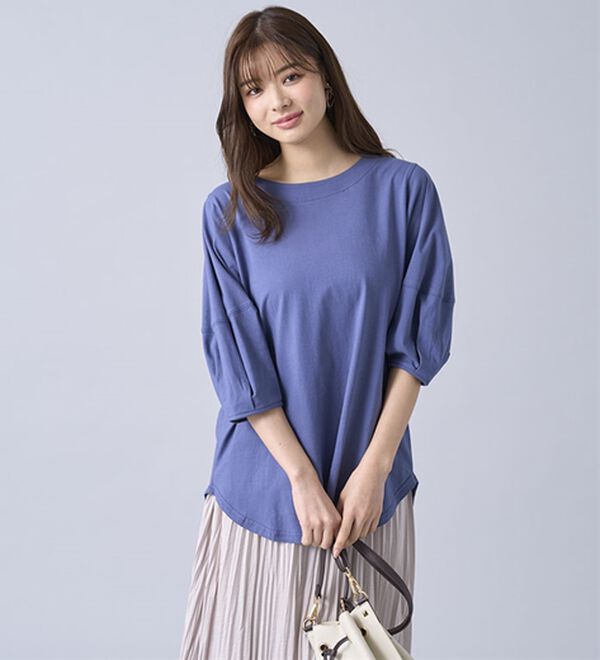 BELLUNA（ベルーナ）の「強撚綿１００％袖デザインプルオーバー（カットソー）」｜詳細画像