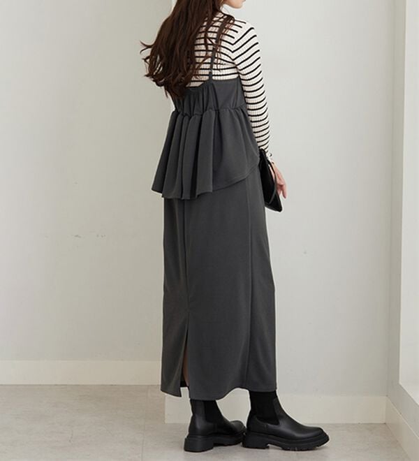 GeeRA（ジーラ）の「楽ちん！ペプラムキャミワンピース（カットソーワンピース）」｜詳細画像