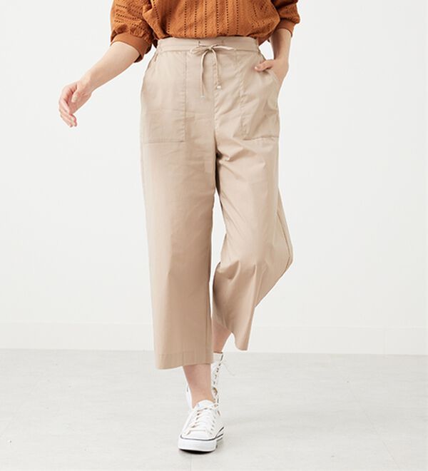 BELLUNA（ベルーナ）の「【店舗・ネット限定】サラリ綿混ベイカーワイドパンツ（ワイドパンツ・ガウチョ）」｜詳細画像