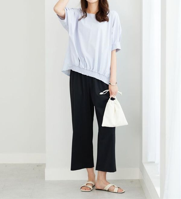 BELLUNA（ベルーナ）の「ヒンヤリ爽快！裾ギャザープルオーバー（カットソー）」｜詳細画像