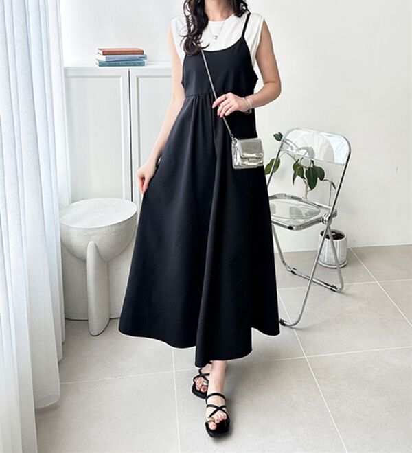 GeeRA（ジーラ）の「サッカー素材バックリボンキャミワンピース（その他ワンピース）」｜詳細画像