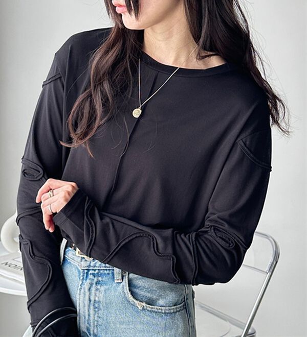 GeeRA（ジーラ）の「コード刺繍スラブシアーカットソー（カットソー）」｜詳細画像