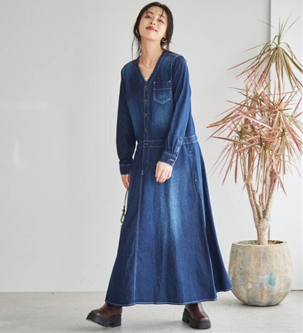 RANAN（ラナン）の「ロング丈デザインデニムワンピース（その他ワンピース）」｜詳細画像
