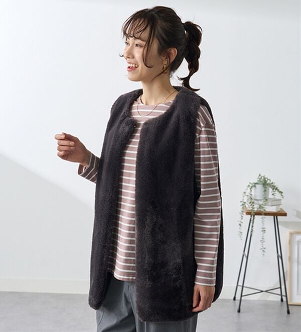 BELLUNA（ベルーナ）の「＜＆ｃｏｃｏｃｈｉ＞ハピネスコットン１００％しっかりボーダープルオーバー（カットソー）」｜詳細画像