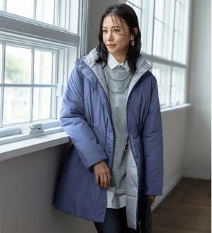 BELLUNA（ベルーナ）の「Ａｉｒｙ　＆Ｗａｒｍ　あったか軽量デザインコート（ロングコート）」｜サックス&times;グレー