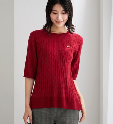 BELLUNA（ベルーナ）の「軽やか綿混！ケーブルニットプルオーバー（ニット・セーター）」