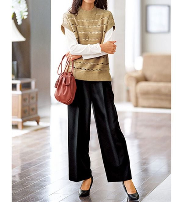 BELLUNA（ベルーナ）の「サマ見え！タック使いワイドパンツ（ワイドパンツ・ガウチョ）」｜詳細画像