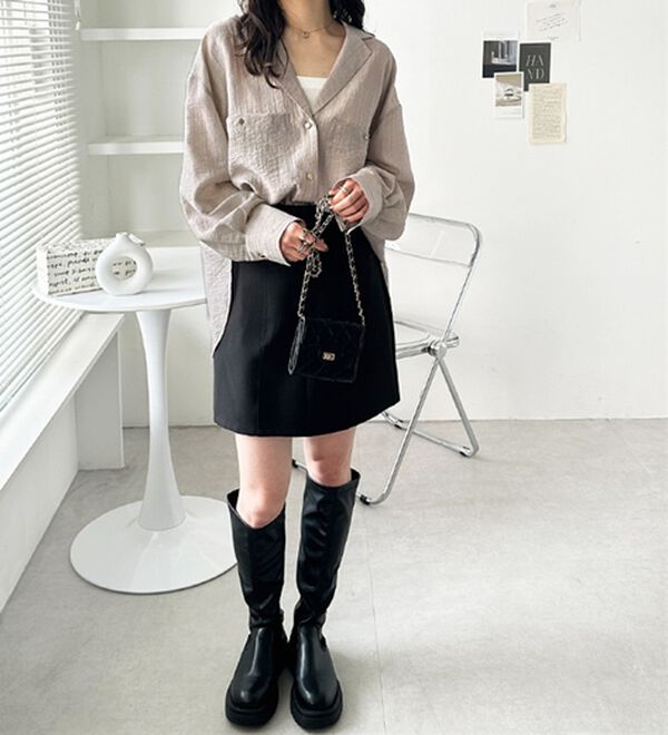 GeeRA（ジーラ）の「しぼ感素材開衿シャツ（シャツ）」｜詳細画像